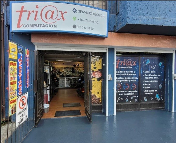 Fachada del local de Triax Computación en Avenida Alemania 358, Los Ángeles