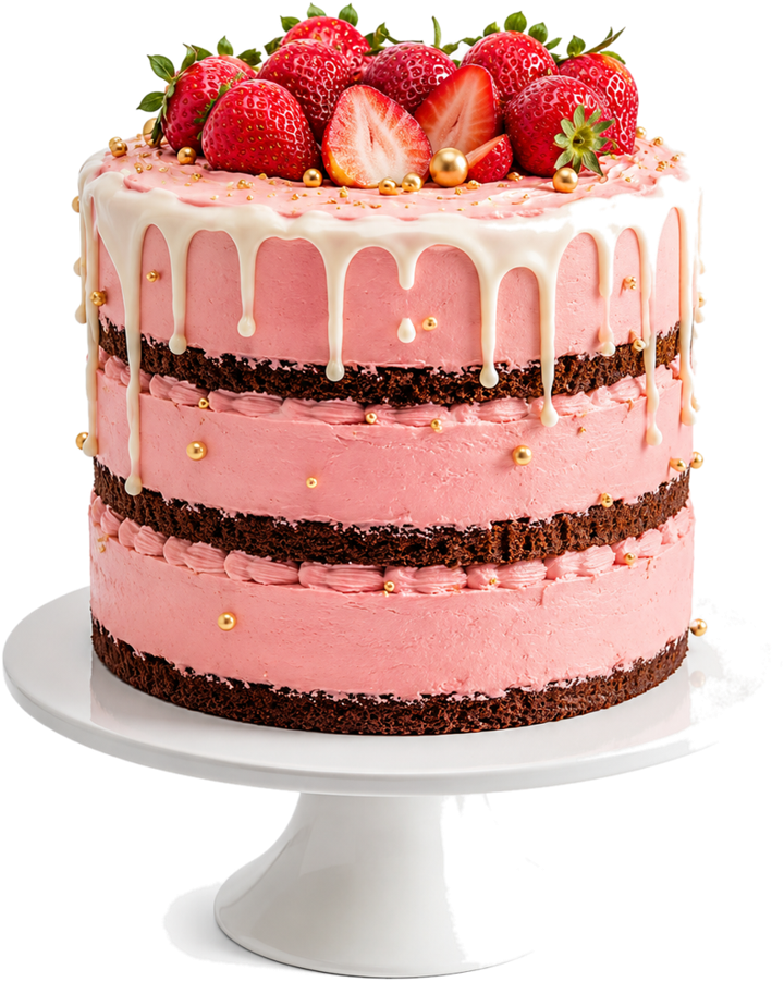 Torta artesanal de frutillas con merengue